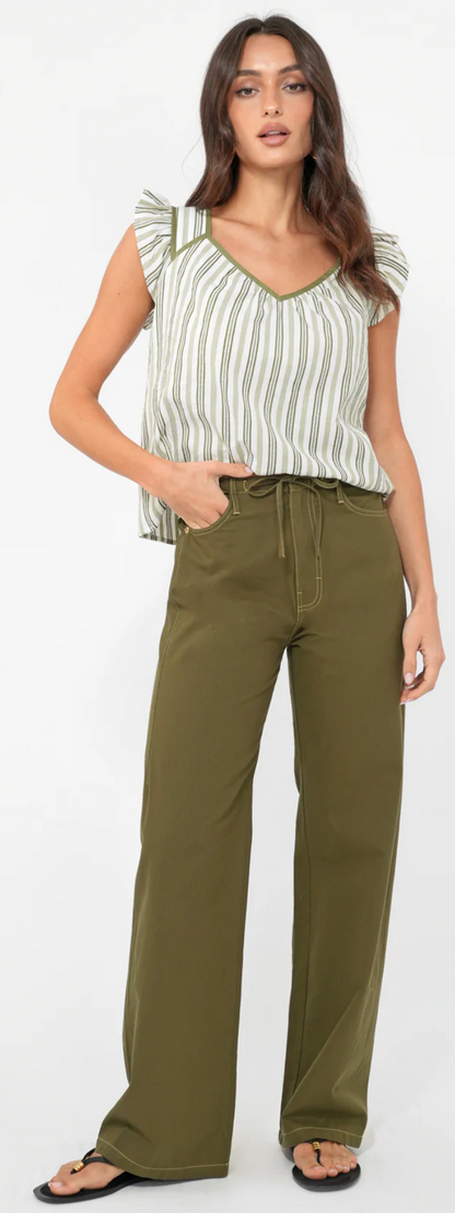 Oliver Wide Leg Drawstring Pull Up Pant