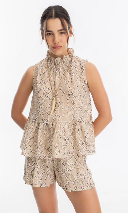 Frida Metallic Linen Shorts