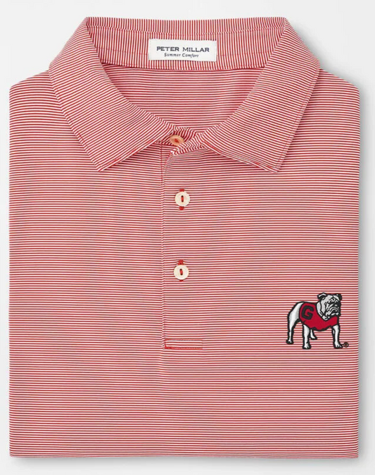 Georgia Standing Bulldog Jubilee Stripe Performance Polo