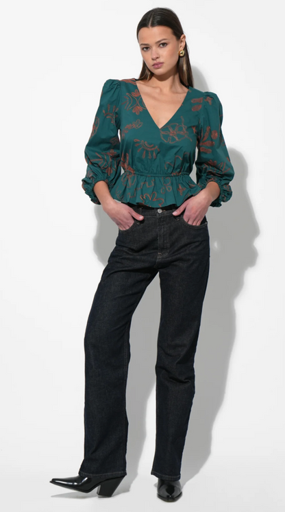 Nessa Smocked Waist Puff Sleeve Blouse