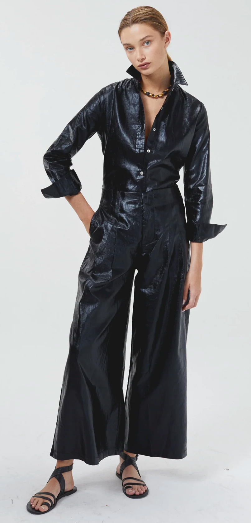 Culotte Metallic Linen Pants