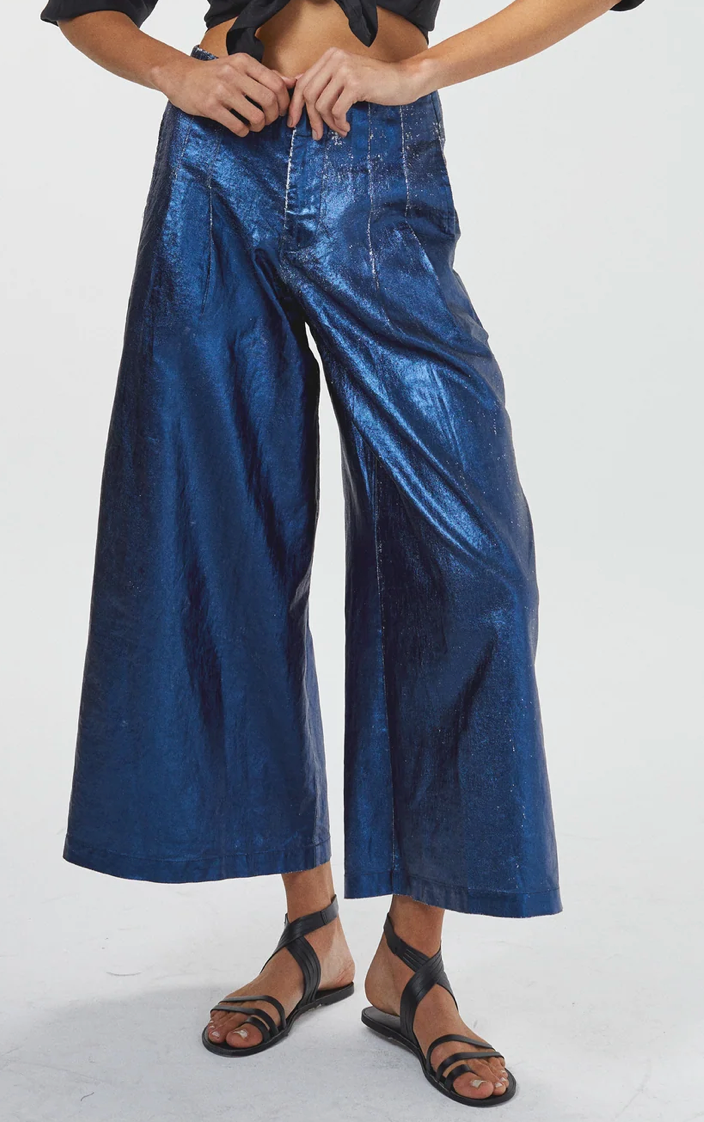 Culotte Metallic Linen Pants