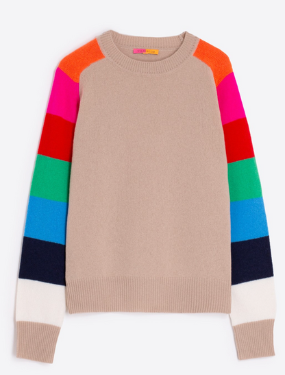 Knitwear Jersey Manga Rayas Beige Multicolor