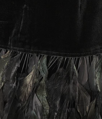 Collette Mock Neck Sleeveless Feather Hem Dress