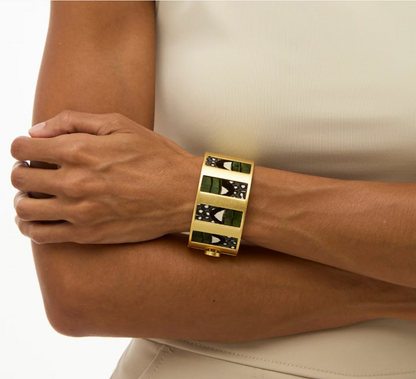 Sage Striped Hinge Cuff