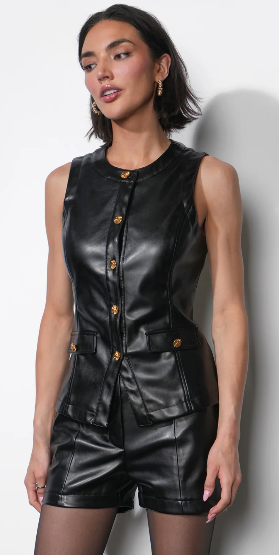 Micah Faux Leather Longline Vest