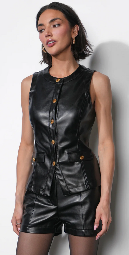 Micah Faux Leather Longline Vest