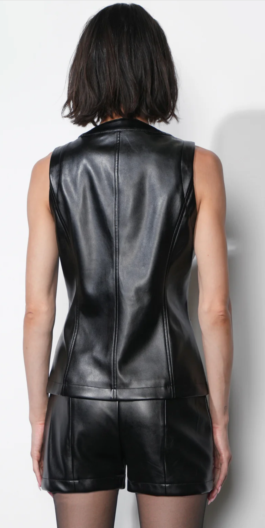 Micah Faux Leather Longline Vest