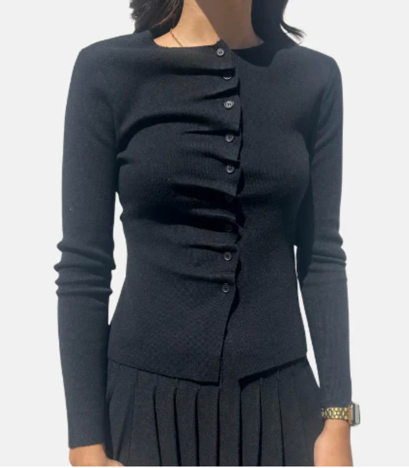 Gamira-Button Down Pleated Cardigan