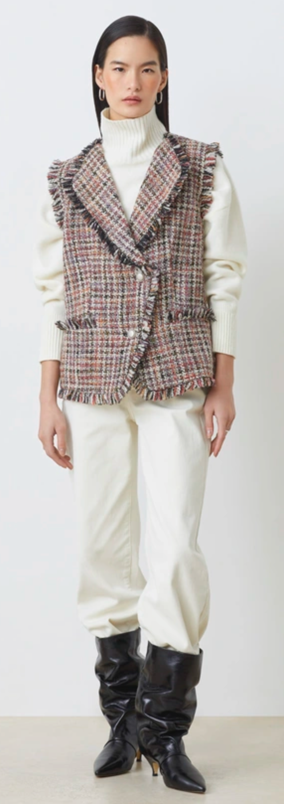 Divy-Sleeveless Tweed Vest