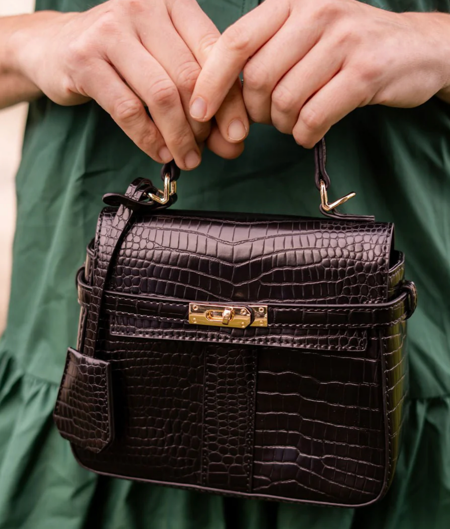 Celine Black Croc Handbag