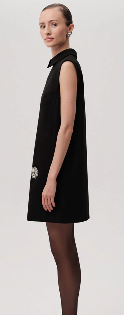 Embry Black Sleeveless Shirt Collar Dress