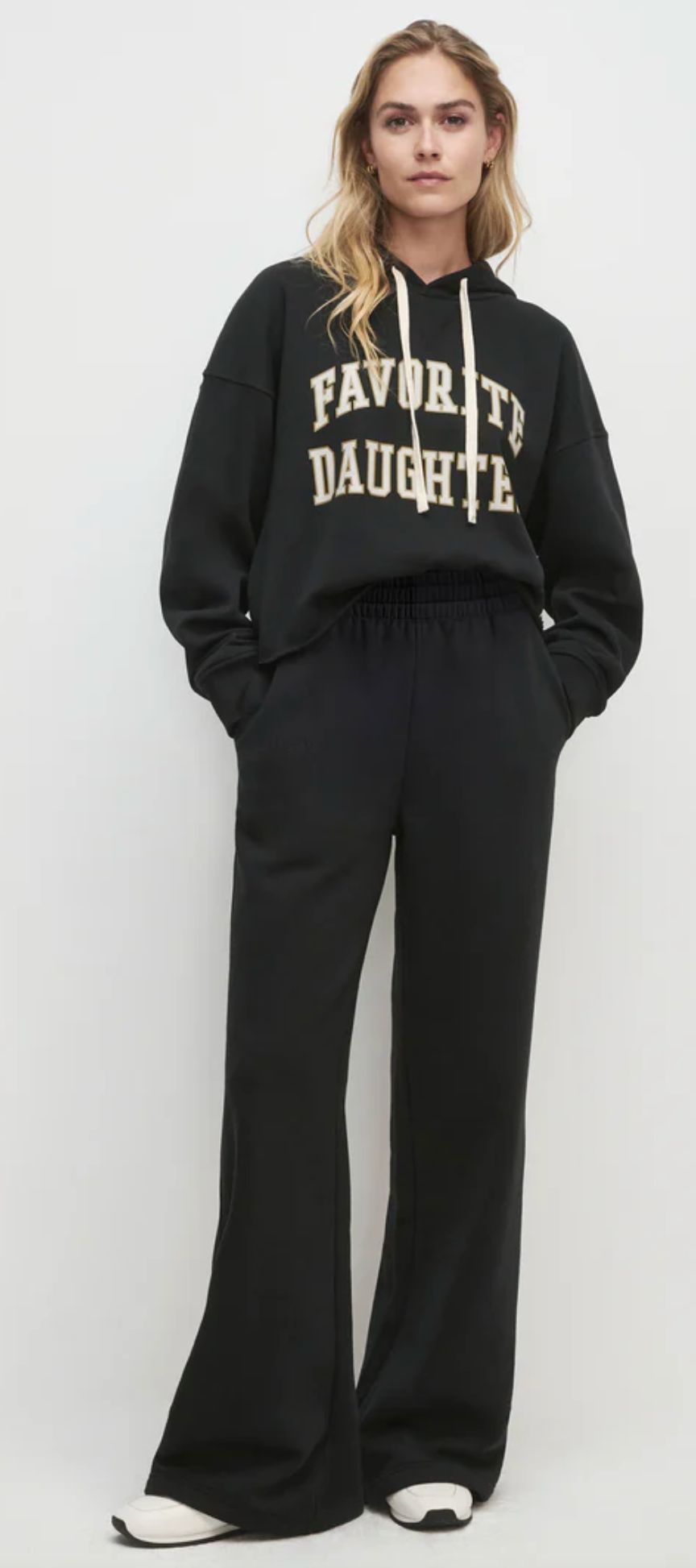 Emb Wide Leg Sweat Pant