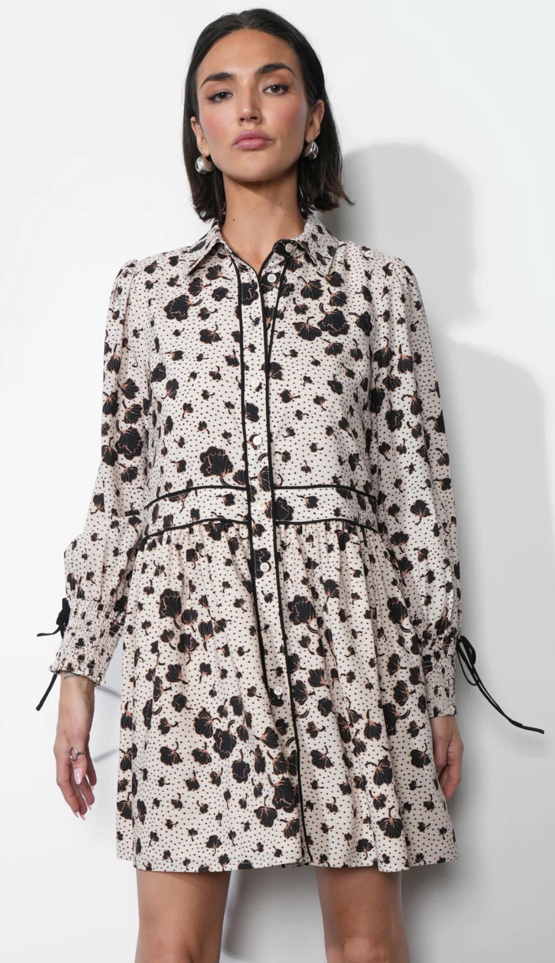 Elsa Button Down Mini With Piping