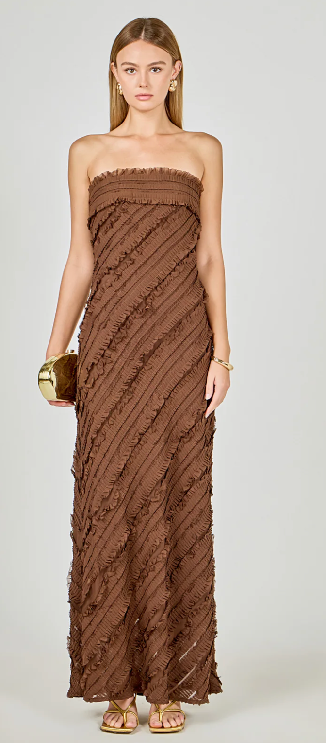Strapless Ruffled Maxi