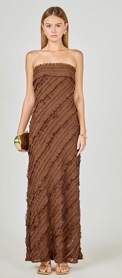 Strapless Ruffled Maxi