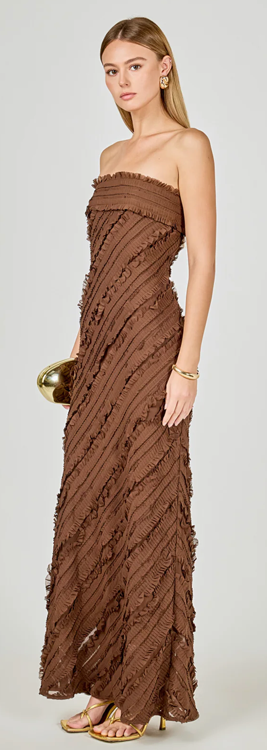 Strapless Ruffled Maxi