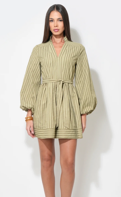 Marnie Embroidery Stripe Mini Dress