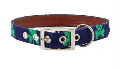 Navy Shamrock Dog Collar