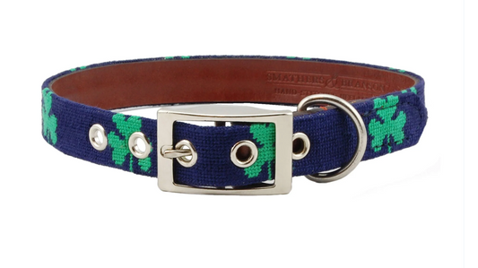 Navy Shamrock Dog Collar