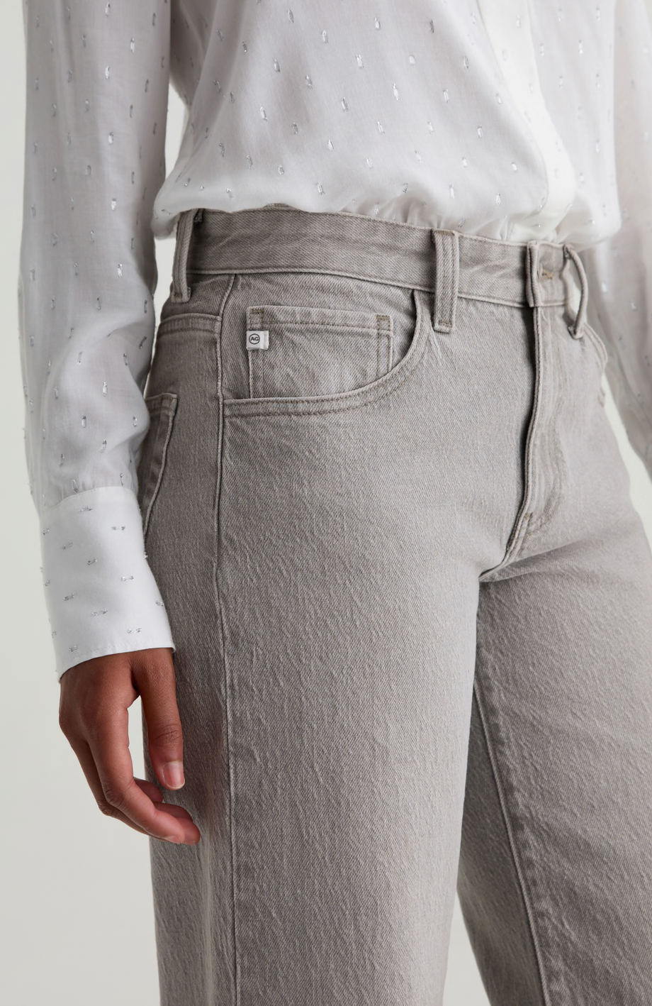 Adria Low-Rise Wide Leg in Silver Myst