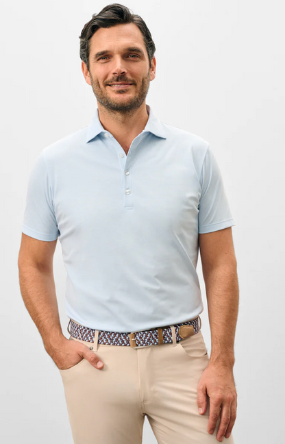 Fine Pique Knit 4-Button Polo-Elba Solid