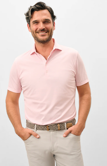 Fine Pique Knit 4-Button Polo-Elba Solid