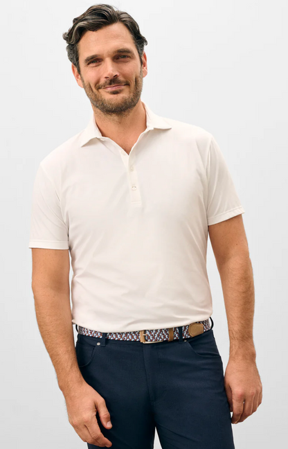 Fine Pique Knit 4-Button Polo-Elba Solid