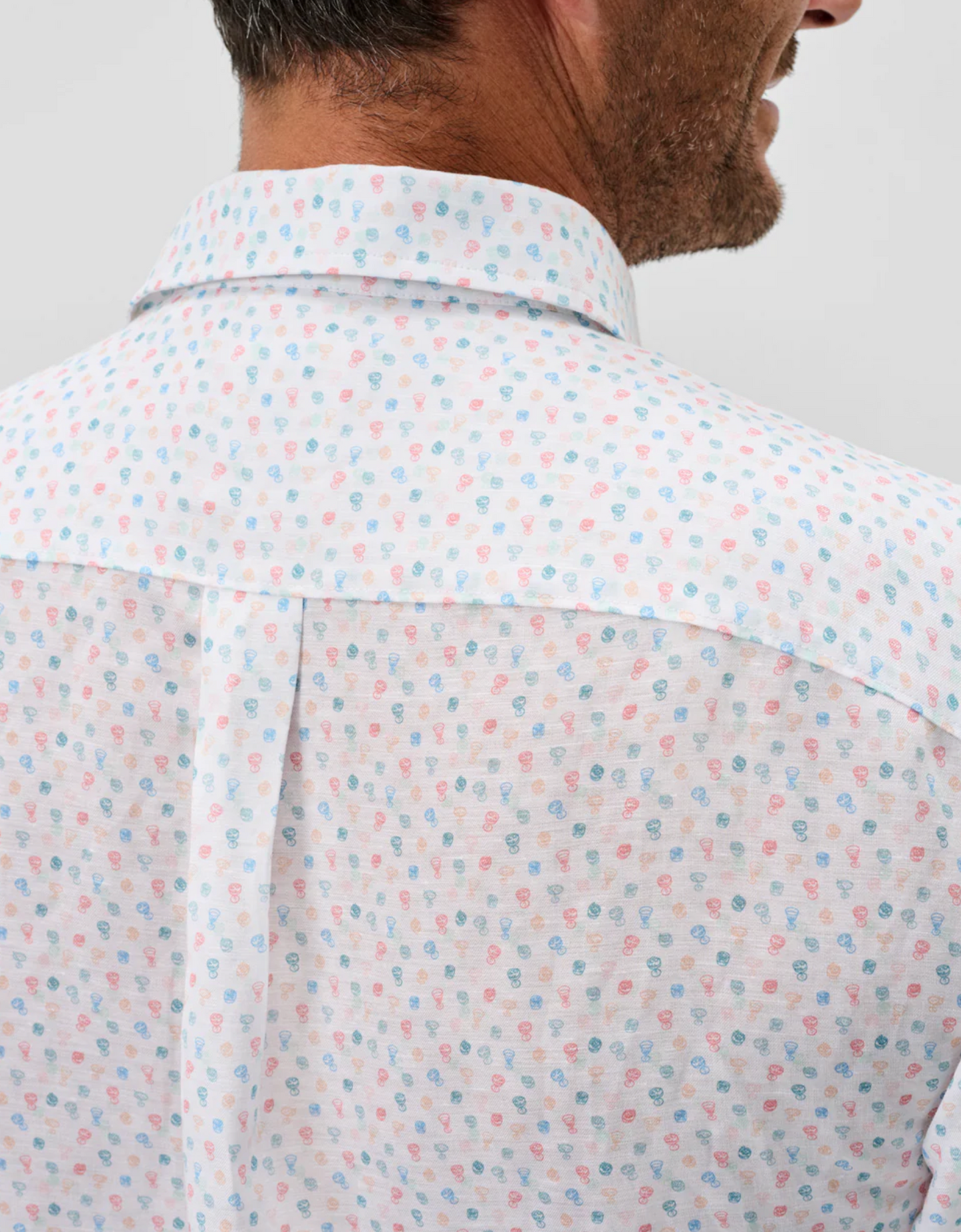 Linen Blend Short Sleeve Button Down Shirt-Cash Bar Print