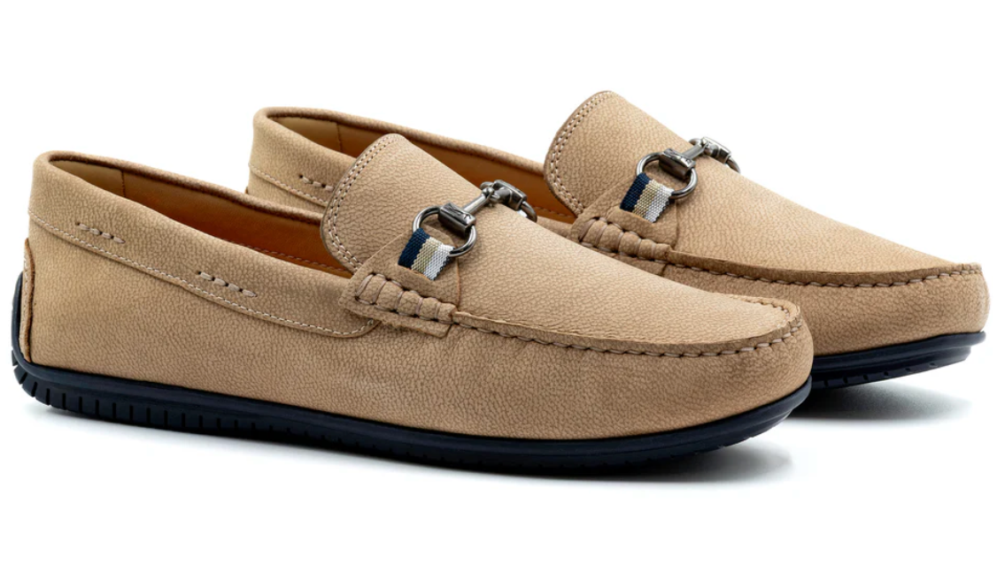 Bermuda Nubuck Horse Bit Loafers in Biscuit
