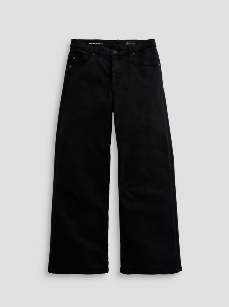 Saige Wide Leg Crop Jean in Super Black