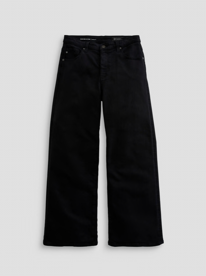 Saige Wide Leg Crop Jean in Super Black