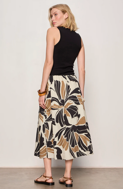 Sandbar Mix Media Midi Dress in Lotus with Black