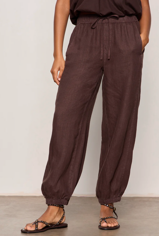 Melody Micro Linen Balloon Pant in Rich Soil