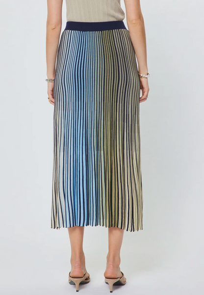 Striped Midi Sweater Skirt in Green Blue Multi