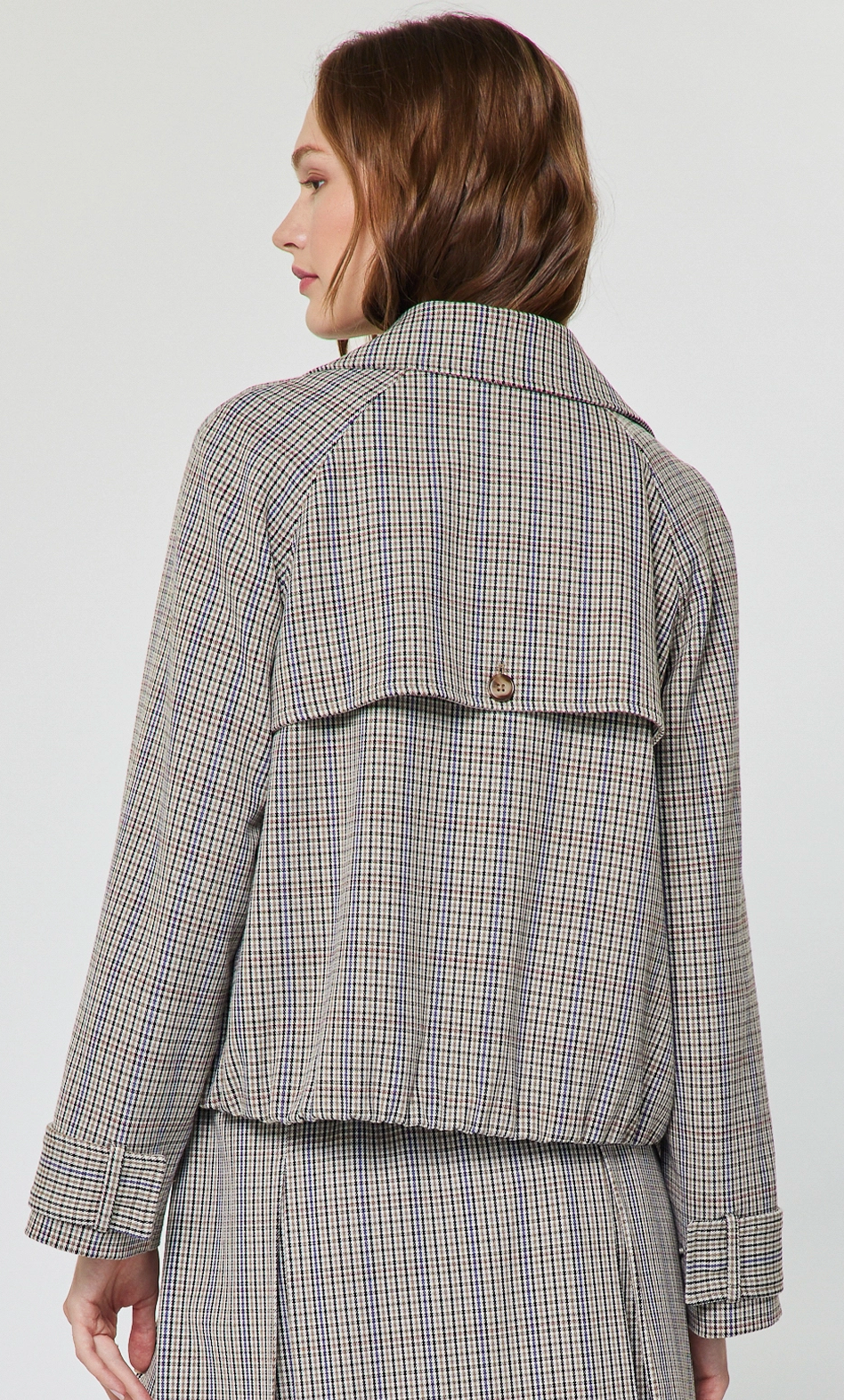 Plaid Short Trench Jacket