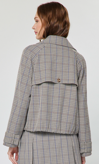 Plaid Short Trench Jacket