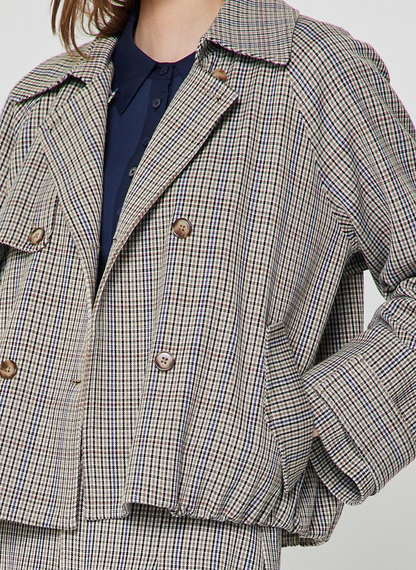 Plaid Short Trench Jacket
