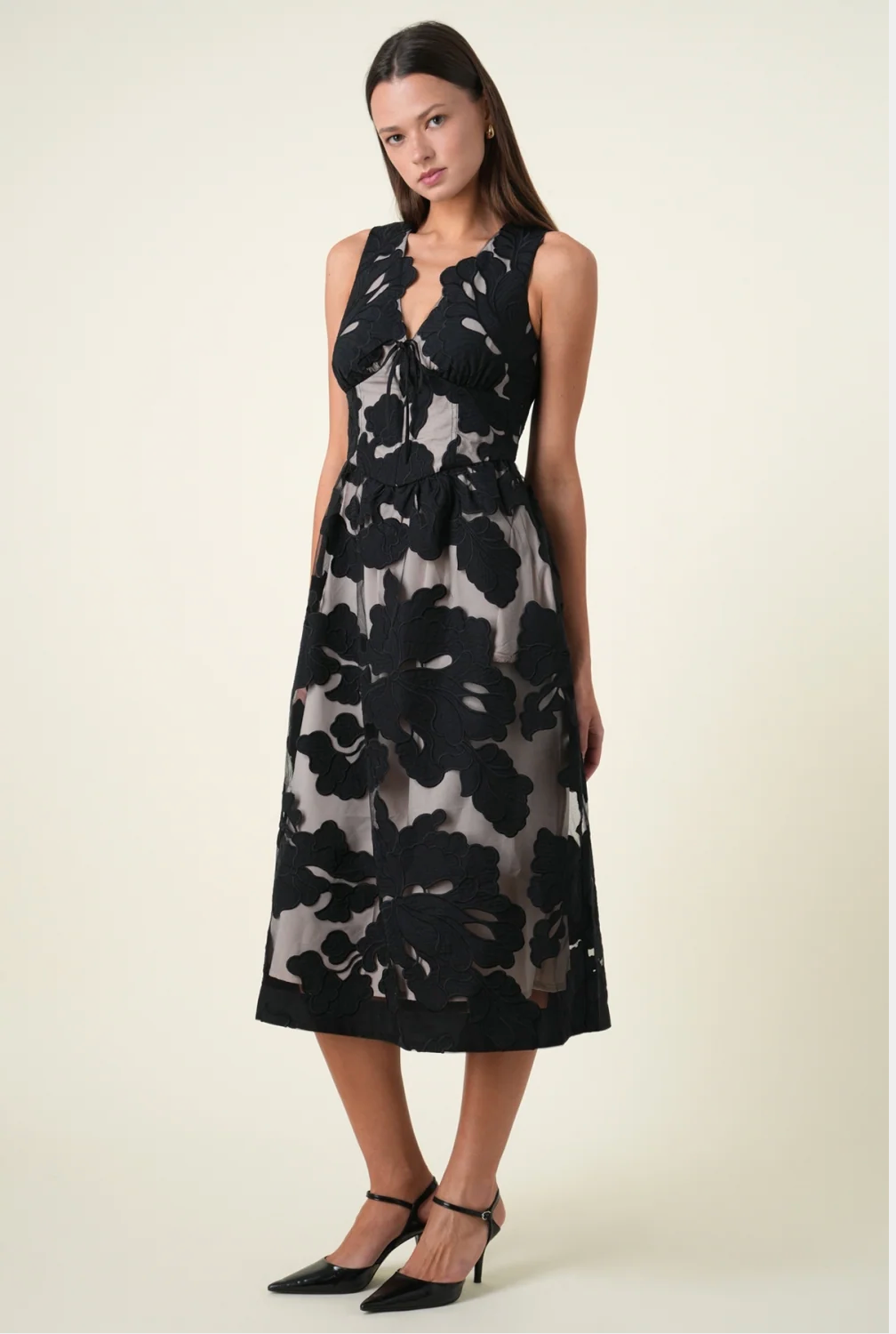 Adelyn Rae Sylvia Sleeveless Midi Dress