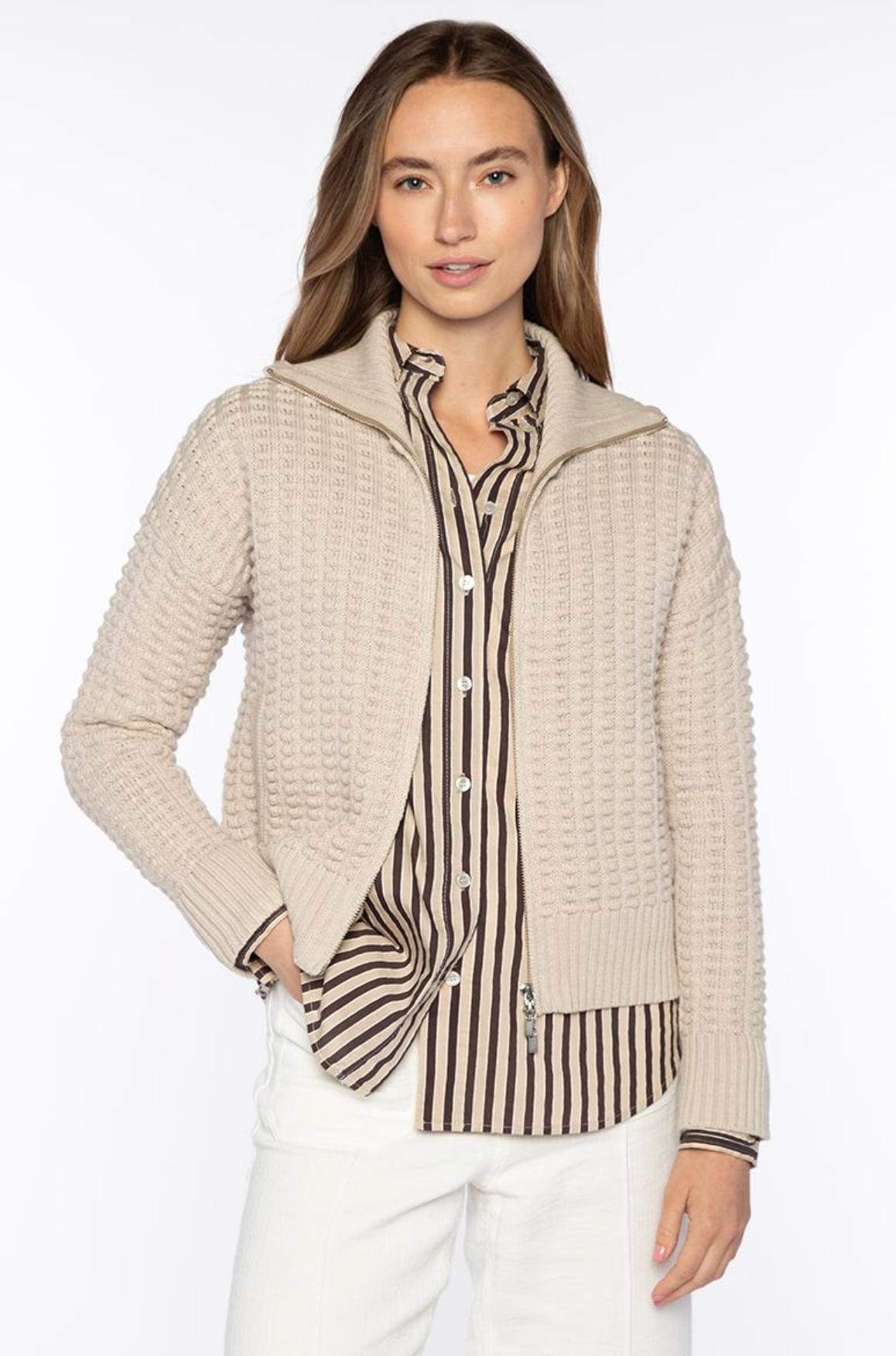 Bobble Zip Cardigan