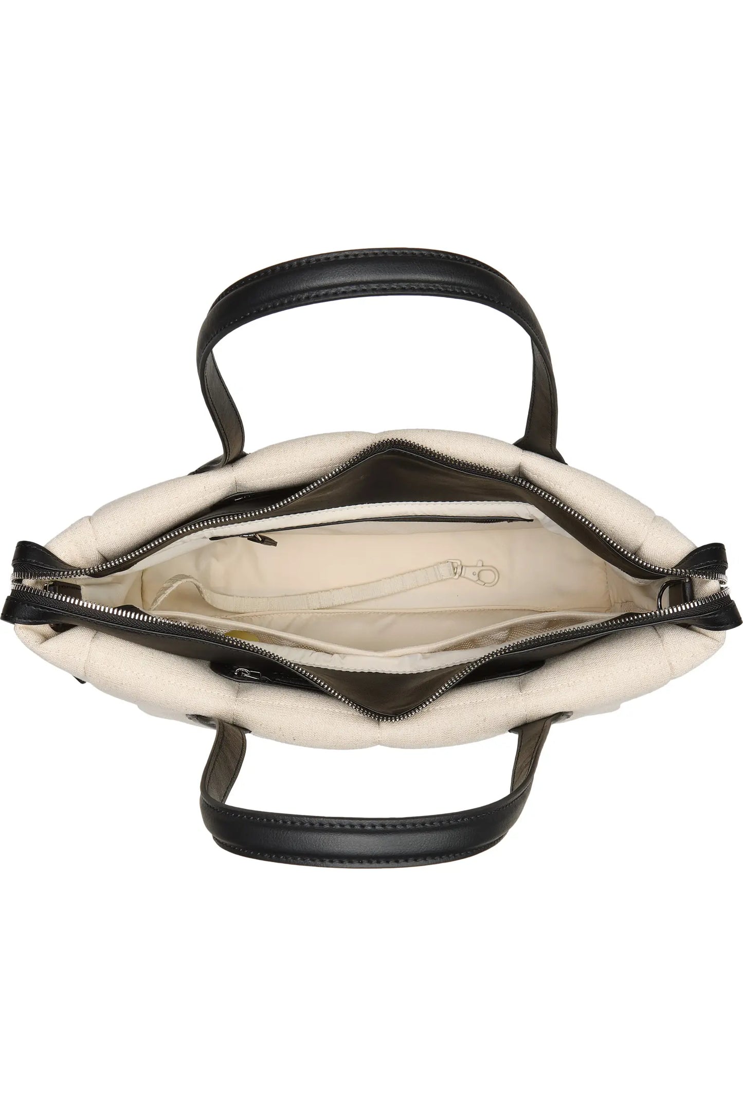 Tela Small Tote in Natural Canvas Black