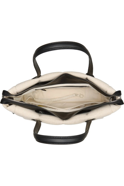 Tela Small Tote in Natural Canvas Black