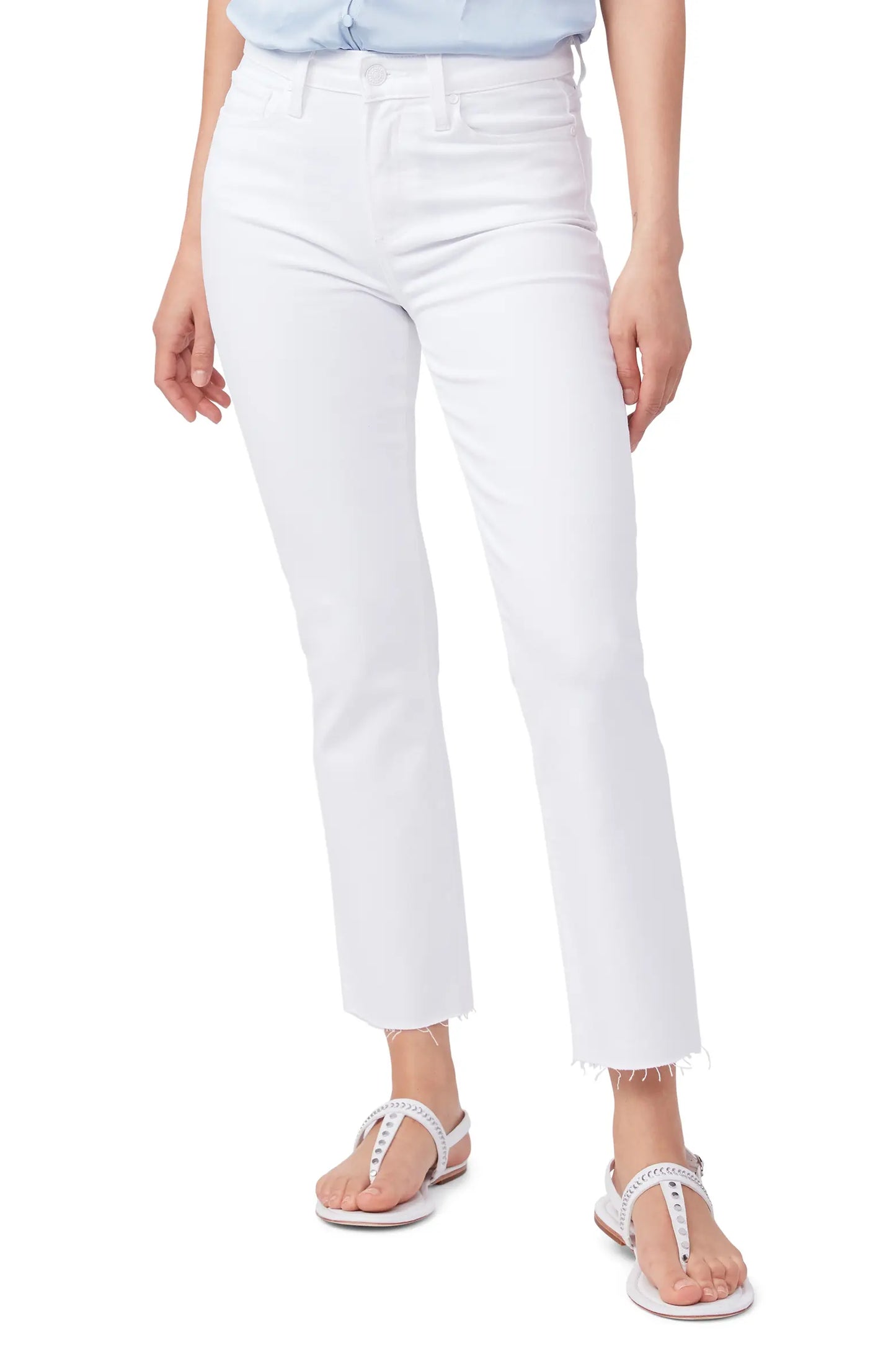 Cindy Crop Raw Hem in Crisp White
