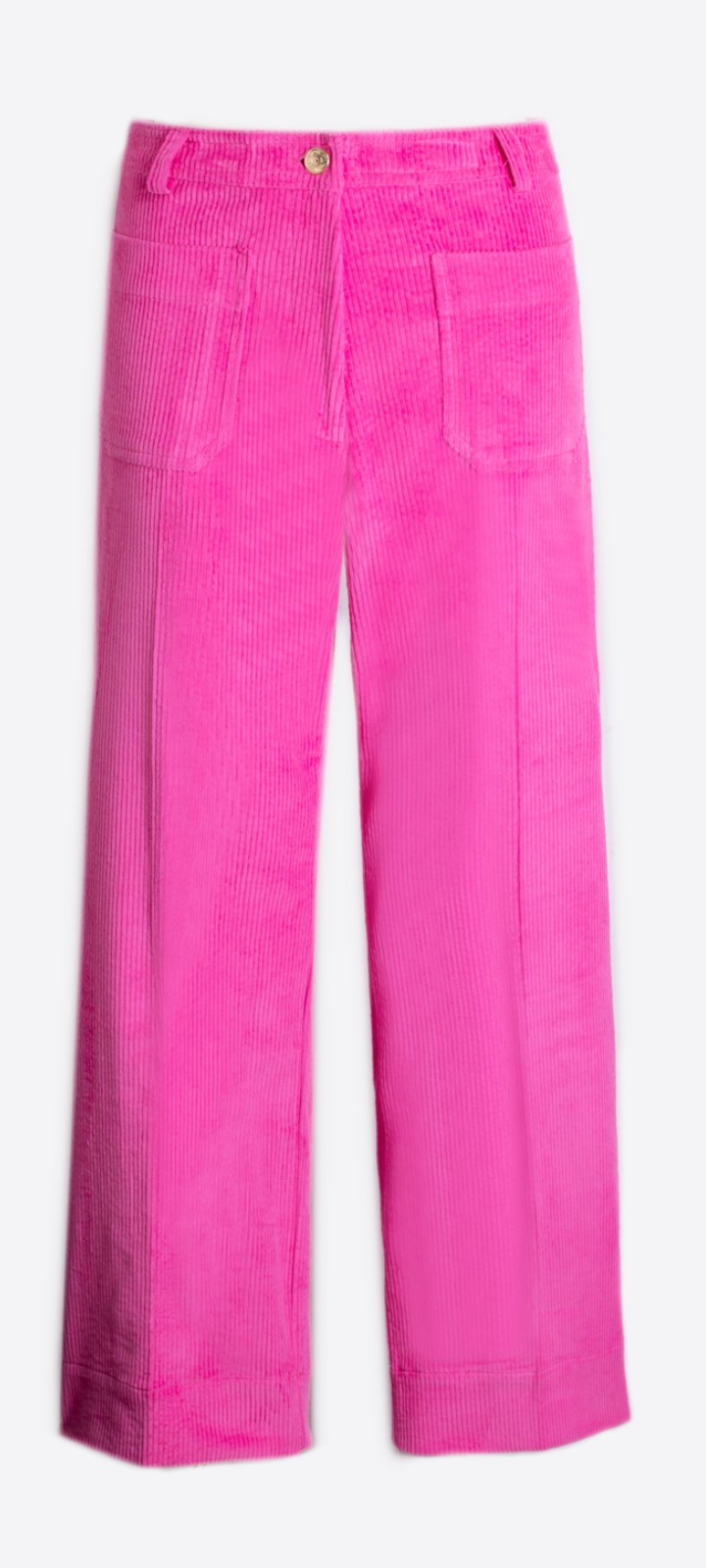Pink Corduroy Trousers With Front Pockets