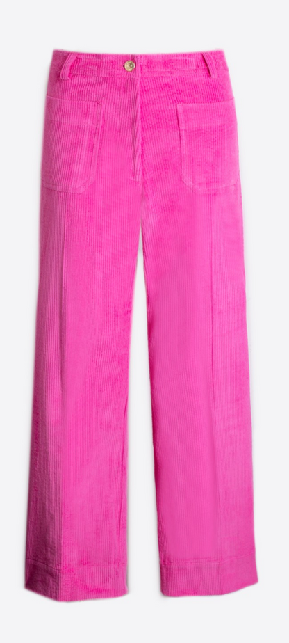 Pink Corduroy Trousers With Front Pockets