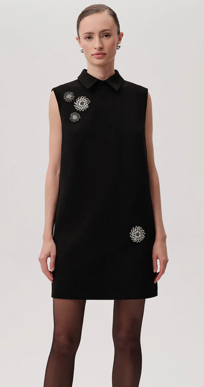 Embry Black Sleeveless Shirt Collar Dress