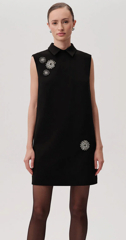 Embry Black Sleeveless Shirt Collar Dress