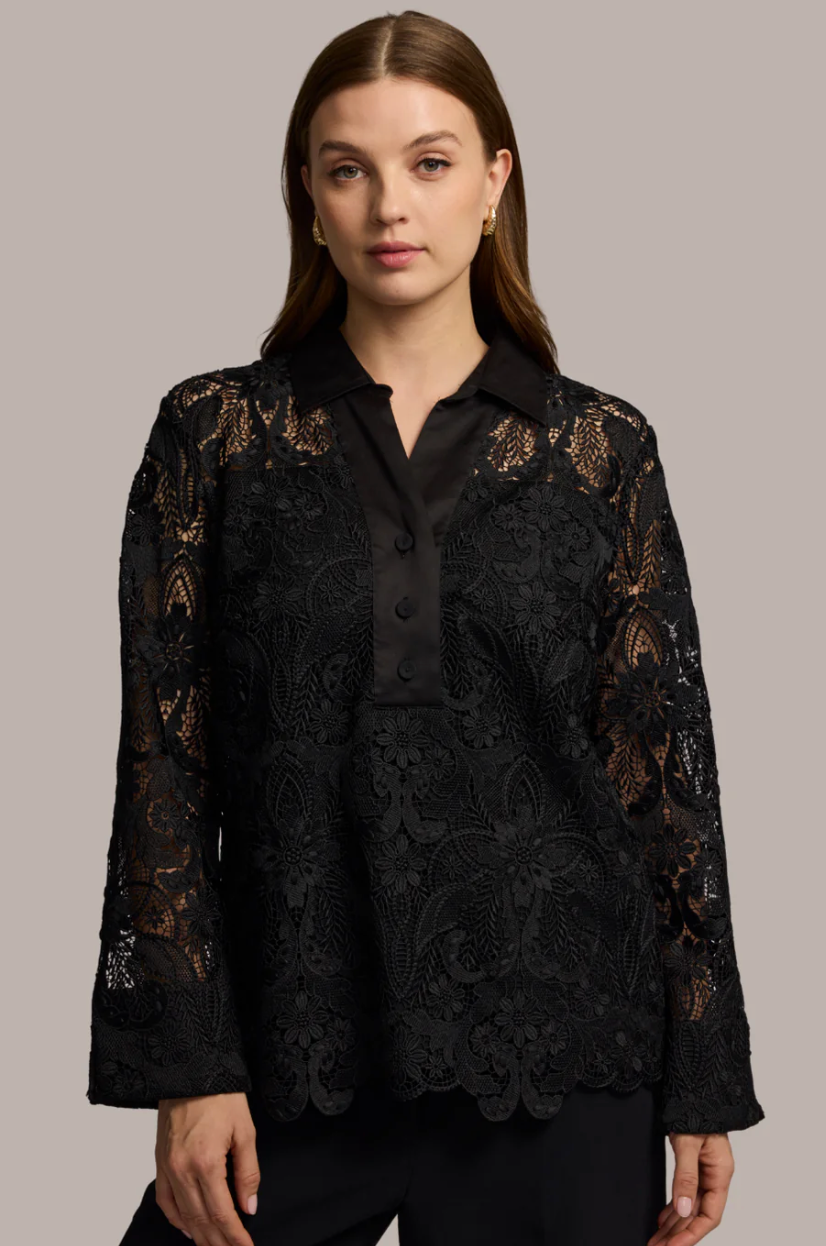 Aileen 3/4 Sleeve Lace Shirt