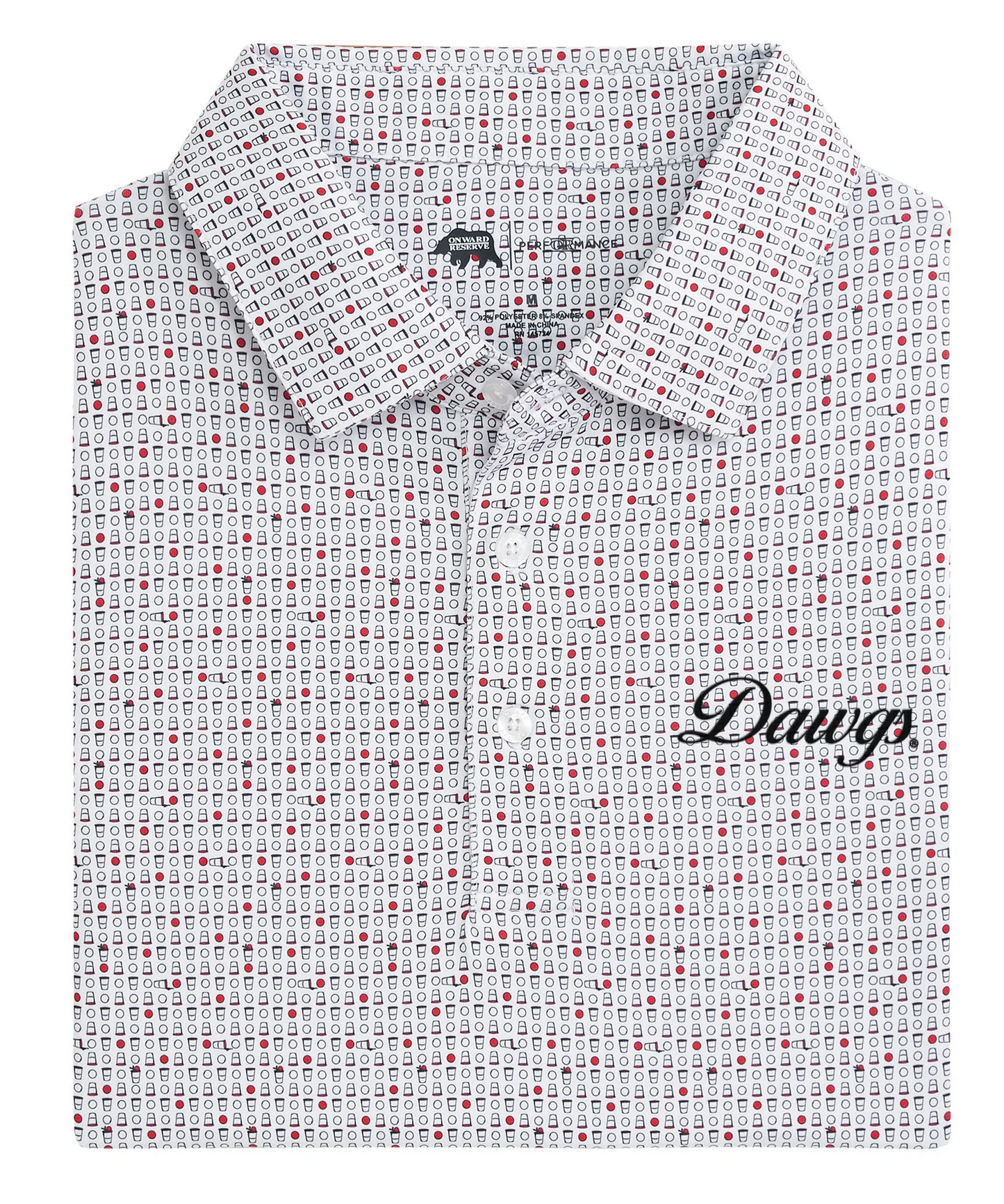 Dawgs Vintage Script Tailgate Games Printed Performance Polo