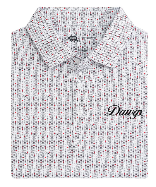 Dawgs Vintage Script Tailgate Games Printed Performance Polo